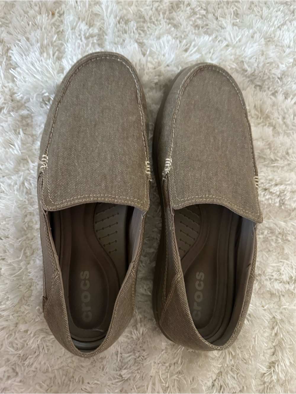 Crocs Mens Santa Cruz Khaki Brown Canvas classic Shoes 13